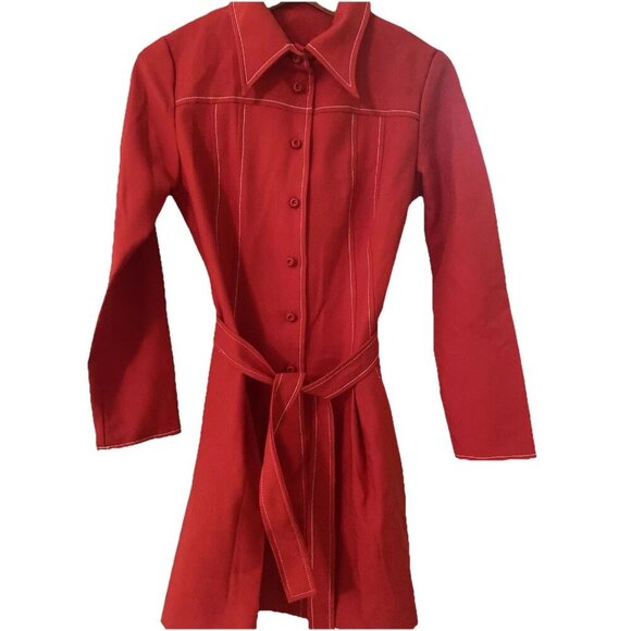 Vintage Sears JR Bazaar Red Dress Brady Bunch Handmade 70s - Picture 4 of 7